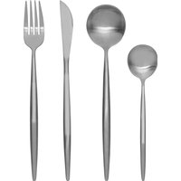Modern Retro 16 Piece Matte Silver Cutlery Set - Silver