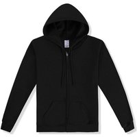 Hooded Zip Up Jacket - Black / Cotton, Polyester / M