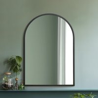 MirrorOutlet The Arcus Metal Framed Arched Wall Mirror - Black / 100cm