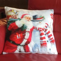 Christmas Snowman Cushion - White & Multicoloured