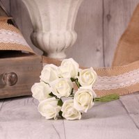 Bunch of 8 Foam Tea Rose Buds - White