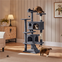 Multilevel Cat Tree with Scratching Posts - Dark Grey / 137cm