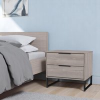 Hong Kong G Ready Assembled 2 Drawer Side Table - Grey Oak