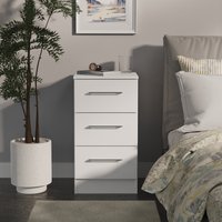 Worcester Ready Assembled 3 Drawer Bedside Cabinet - White Matt