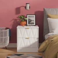Las Vegas F Ready Assembled 2 Drawer Bedside - White Matt