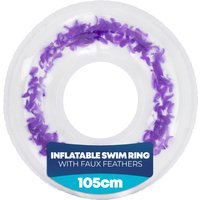 Inflatable Swim Ring 105cm - Transparent Feather-Filled Pool Float - Purple