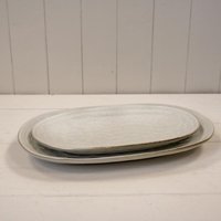 Cream Satchville Stoneware Large Oval Plate - Beige