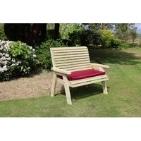 Ergonomical 2 Seater Bench, Wooden Furniture - L75 x W120 x H105 cm - Partially Assembled - Set of Waterproof Cushions Included