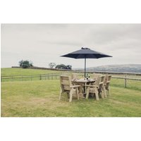 Ergo Table and Chair Set - Sits 6 Wooden Garden Dining Furniture with 6 Chairs - L250 x W290 x H105 cm - Minimal Assembly Required