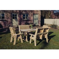 Ergo Table Set - Sits 8 Wooden Garden Dining Furniture Incl. 2 Bench & 2 Chair - L240 x W140 x H105 cm - Minimal Assembly Required