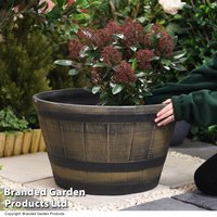 Garden Gear - Wooden Barrel Effect Planter ? Large