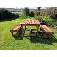 Contemporary 4 Seater Garden Table and Bench Set - Timber - L100 x W150 x H75 cm - Fully Assembled