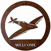 Spitfire Small Wall Art (WA05R) - Steel - W29.5 x H29.5 cm - Bare Metal/Ready to Rust