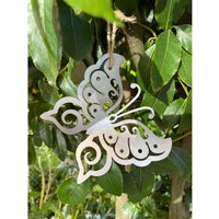 Hanging 3D Folded Wings Butterfly Garden Art - Bare Metal/Ready to Rust - W15 x H13 cm