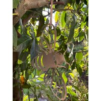 Hanging Folded Wings Bee Garden Art - Bare Metal/Ready to Rust - W15 x H10 cm