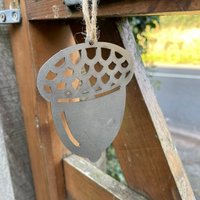 Small Hanging Acorn (Pack of 3) - Bare Metal/Ready to Rust - W10 x H8 cm