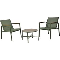 idooka 3 Piece Garden Bistro Set Marble Effect Glass Table