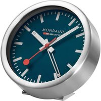 Mondaine A997.MCAL.46SBV.2 silber-blaue mini Wanduhr Tischuhr & Wecker 12,5 cm