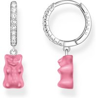 Thomas Sabo CR726-052-9 Silberne Einzel-Creole mit pinkem Goldbären 28,0 mm Damen