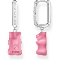 Thomas Sabo CR727-052-9 Silberne Einzel-Creole Midiversion mit pinkem Goldbären 34,5 mm Damen