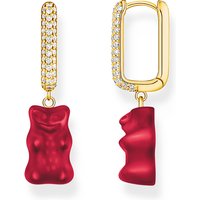 Thomas Sabo CR727-414-10 Vergoldete Einzel-Creole mit rotem Goldbären in Midiversion Damen