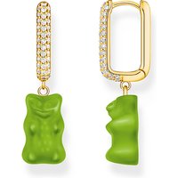 Thomas Sabo CR727-414-6 Vergoldete Einzel-Creole mit grünem Goldbären in Midiversion Damen
