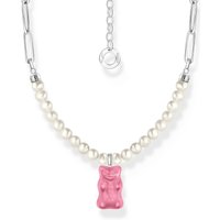 Thomas Sabo KE2207-082-9-L45V Gliederkette mit Perlen und pinkem Goldbären Anhänger 40-45 cm Damen Thomas Sabo KE2207-082-9-L45V Gliederkette mit Perlen und pinkem Goldbären Anhänger 40-45 cm Damen