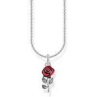 Thomas Sabo KE2219-664-10-L45V Silberne Kette mit rotem Rosen-Anhänger Damen Thomas Sabo KE2219-664-10-L45V Silberne Kette mit rotem Rosen-Anhänger Damen