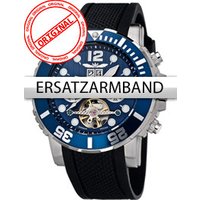 Perigaum Ersatzband Silikon P-1104 schwarz silberne Schliesse 24 mm