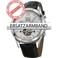 Perigaum Ersatzband Leder P-1112 schwarz silberne Schliesse 22 mm