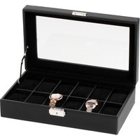 Rothenschild Uhrenbox RS-1098-12CFBL für 12 Uhren schwarz