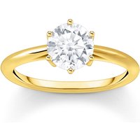 Thomas Sabo TR2474-414-14-54 Vergoldeter Ring mit Weißem Stein im Brillantschliff Damen