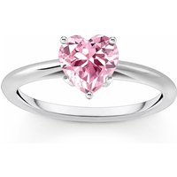 Thomas Sabo TR2476-051-9-56 Silberner Ring mit Pinkfarbenem Stein in Herzform Damen