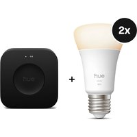 Philips Hue Starter Set - mit Bridge Pro und White Ambiance E27 Lampen 810lm - 2er-Set