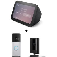 Amazon Starter Set - mit Echo Show 5 (Neueste Gen.) + Ring Battery Video Doorbell Plus (2. Gen.) + Indoor Cam (2. Gen.)