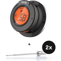HerQs Set - mit Dome Thermometer Grillthermometer + Zusatz-Grillsonden
