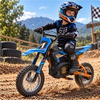 AdventureWheels Dirt Race 24V Electric Ride On Scrambler Motorbike - Blue