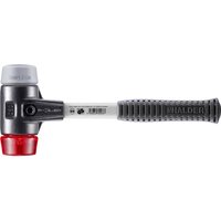 HALDER SIMPLEX Schonhammer Ø 50 mm TPE-mid grau / Plastik rot mit verstärktem Tempergussgehäuse und Fiberglasstiel