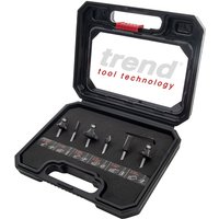 Trend Fräser-Set 6-teilig HM, 12 mm Schaft – Nutfräser, V-Nut-, Abrund- & Profilfräser