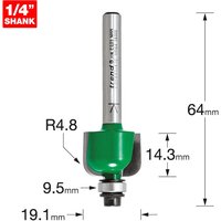 Trend CRAFTPRO Radius Bearing Guided Router Cutter 19.1mm 14.3mm 1/4" Trend CRAFTPRO Radius Bearing Guided Router Cutter 19.1mm 14.3mm 1/4"