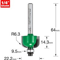 Trend CRAFTPRO Radius Bearing Guided Router Cutter 22.2mm 14.3mm 1/4" Trend CRAFTPRO Radius Bearing Guided Router Cutter 22.2mm 14.3mm 1/4"