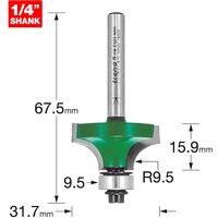 Trend CRAFTPRO Round Over and Ovolo Router Cutter 31.7mm 15.9MM 1/4" Trend CRAFTPRO Round Over and Ovolo Router Cutter 31.7mm 15.9MM 1/4"