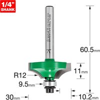 Trend CRAFTPRO Bearing Guided Flat Ovolo Router Cutter 30mm 11mm 1/4" Trend CRAFTPRO Bearing Guided Flat Ovolo Router Cutter 30mm 11mm 1/4"