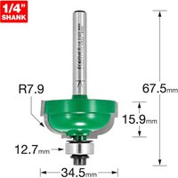 Trend CRAFTPRO Bearing Guided Cavetto Router Cutter 34.5mm 15.9mm 1/4" Trend CRAFTPRO Bearing Guided Cavetto Router Cutter 34.5mm 15.9mm 1/4"