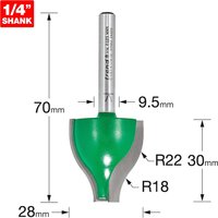 Trend CRAFTPRO Vertical Ogee Panel Raiser Router Cutter 28mm 30mm 1/4" Trend CRAFTPRO Vertical Ogee Panel Raiser Router Cutter 28mm 30mm 1/4"