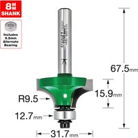 Trend CRAFTPRO Round Over and Ovolo Router Cutter 31.7mm 15.9MM 8mm Trend CRAFTPRO Round Over and Ovolo Router Cutter 31.7mm 15.9MM 8mm