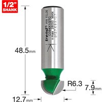 Trend CRAFTPRO Radius Router Cutter 12.7mm 7.9mm 1/2" Trend CRAFTPRO Radius Router Cutter 12.7mm 7.9mm 1/2"