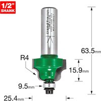 Trend CRAFTPRO Bearing Guided Roman Ogee Router Cutter 4mm 15.9mm 1/2" Trend CRAFTPRO Bearing Guided Roman Ogee Router Cutter 4mm 15.9mm 1/2"
