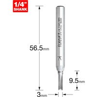 Trend CRAFTPRO Two Flute Straight Router Cutter 3mm 9.5mm 1/4" Trend CRAFTPRO Two Flute Straight Router Cutter 3mm 9.5mm 1/4"