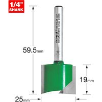 Trend CRAFTPRO Two Flute Straight Router Cutter 25mm 19mm 1/4" Trend CRAFTPRO Two Flute Straight Router Cutter 25mm 19mm 1/4"